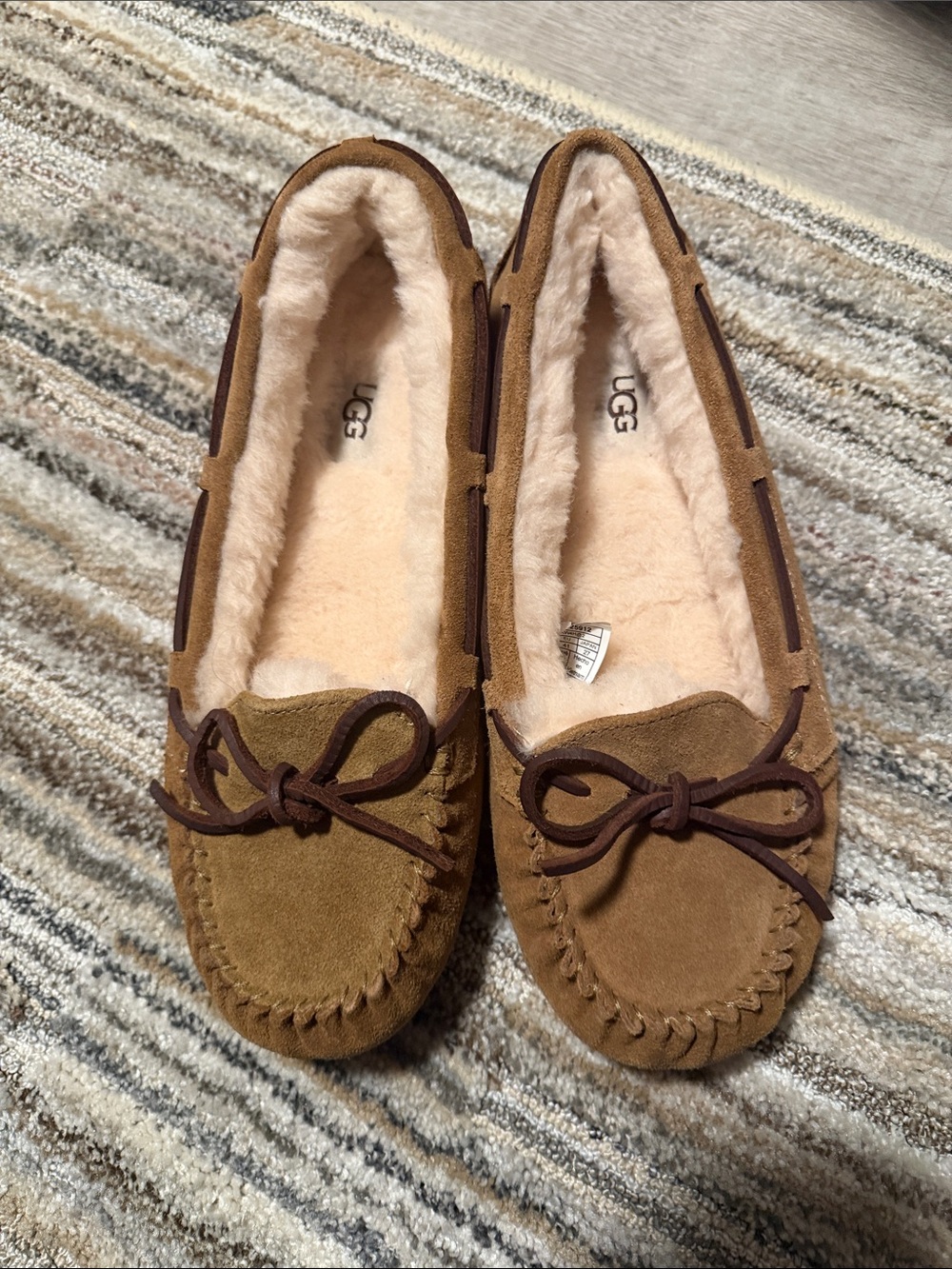 NEW UGG Bella II Suede Sherling Moccasin Slippers Chestnut Brown Women's Size 10